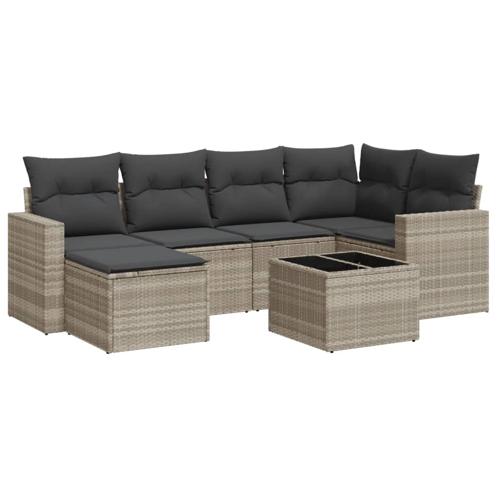 7-delige Loungeset met kussens poly rattan lichtgrijs is nu te koop bij PeponiXL, paradijselijk wonen!