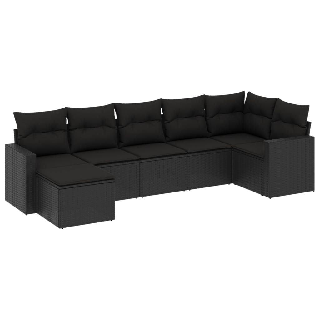 7-delige Loungeset met kussens poly rattan zwart is nu te koop bij PeponiXL, paradijselijk wonen!