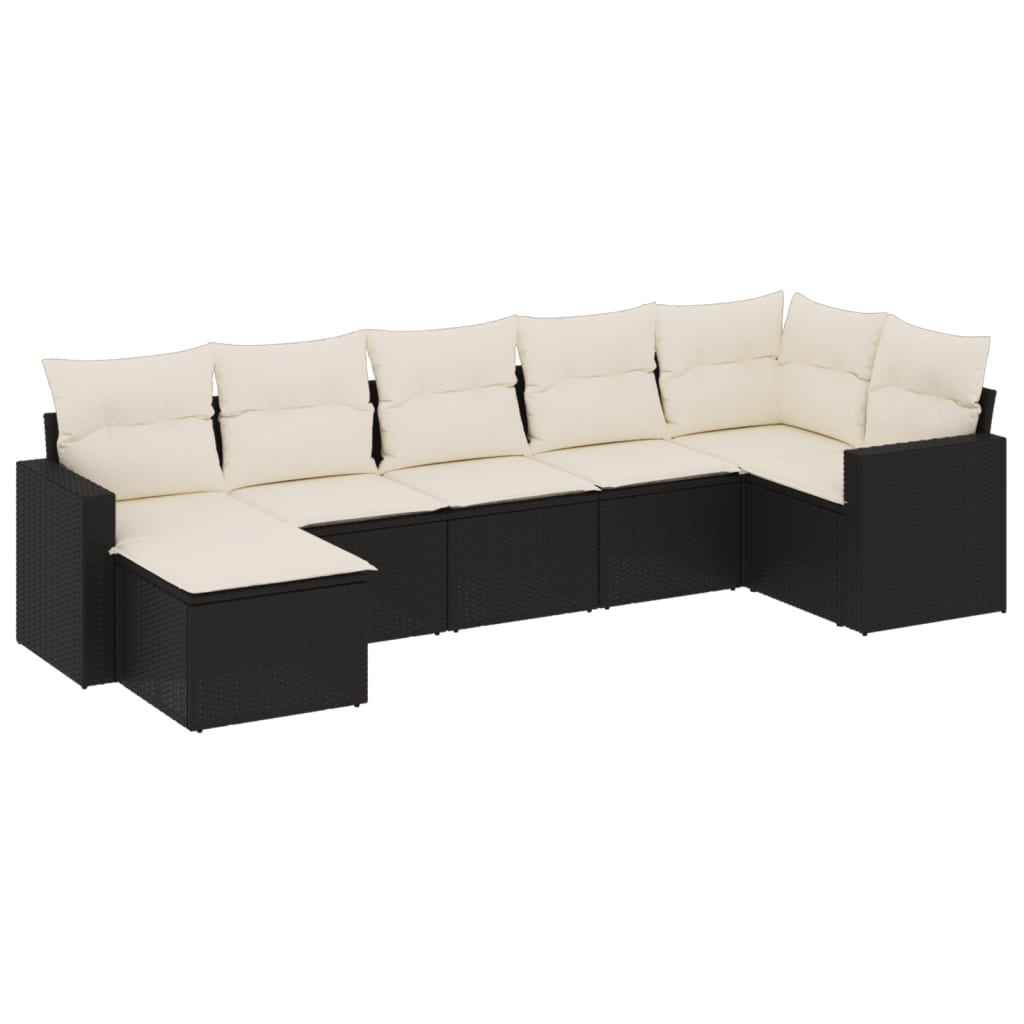 7-delige Loungeset met kussens poly rattan zwart is nu te koop bij PeponiXL, paradijselijk wonen!