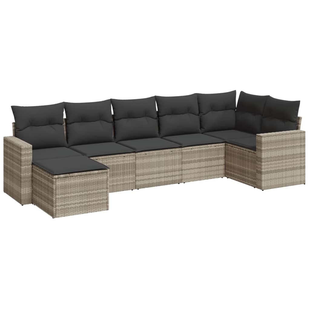 7-delige Loungeset met kussens poly rattan lichtgrijs is nu te koop bij PeponiXL, paradijselijk wonen!