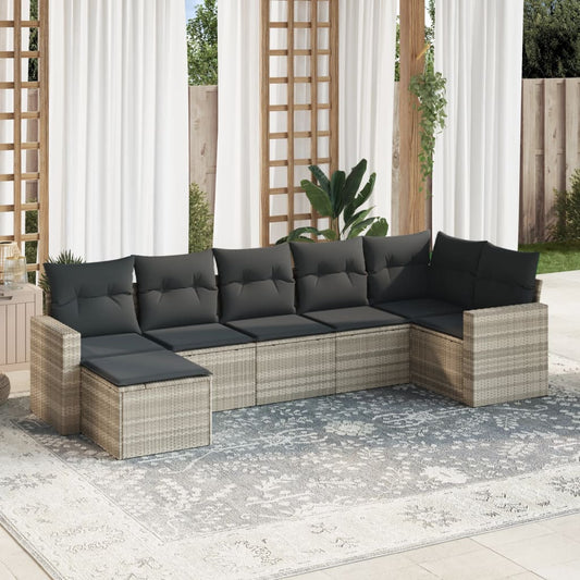 7-delige Loungeset met kussens poly rattan lichtgrijs is nu te koop bij PeponiXL, paradijselijk wonen!