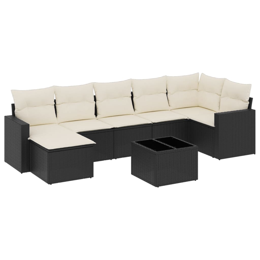 8-delige Loungeset met kussens poly rattan zwart is nu te koop bij PeponiXL, paradijselijk wonen!