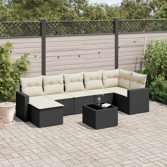 8-delige Loungeset met kussens poly rattan zwart is nu te koop bij PeponiXL, paradijselijk wonen!