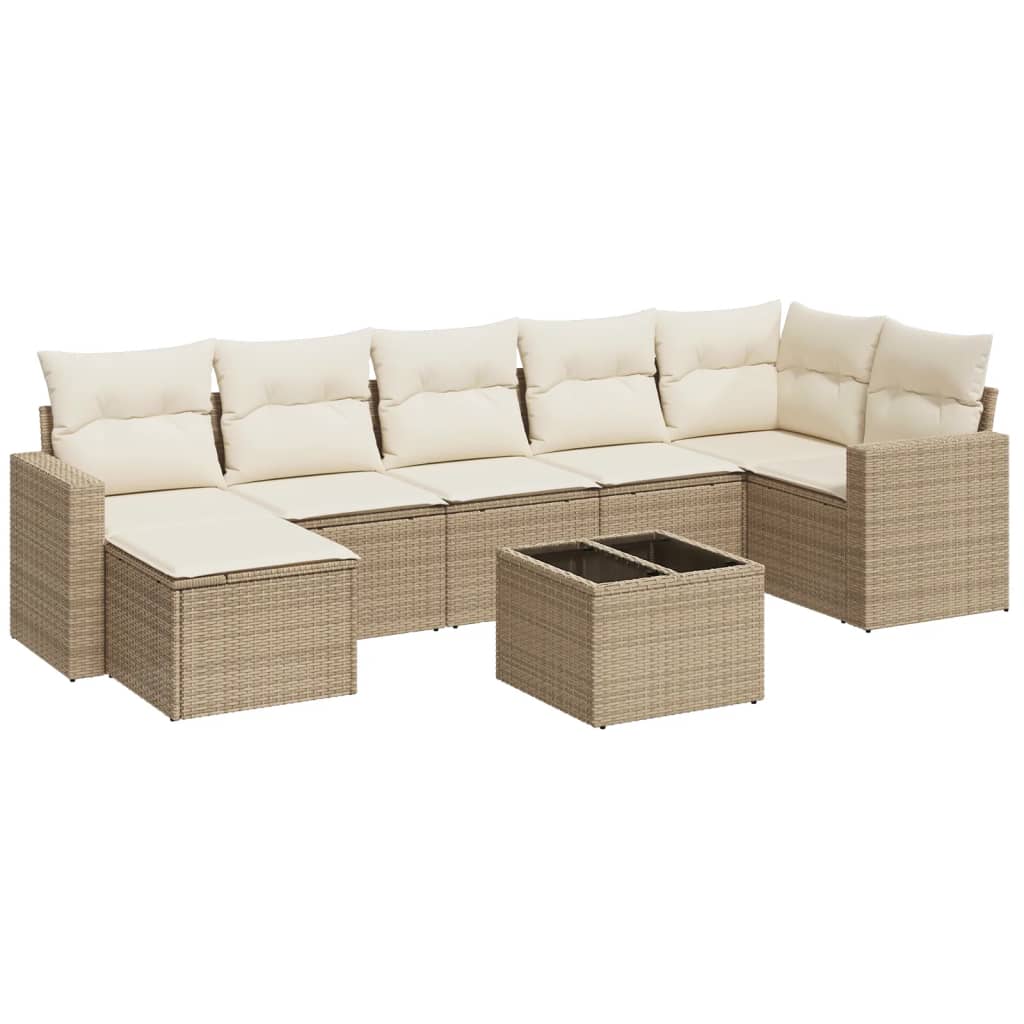 8-delige Loungeset met kussens poly rattan beige is nu te koop bij PeponiXL, paradijselijk wonen!