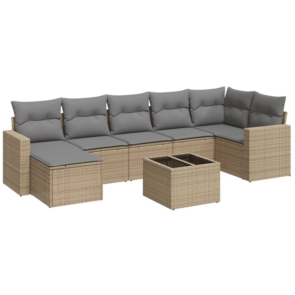 8-delige Loungeset met kussens poly rattan beige is nu te koop bij PeponiXL, paradijselijk wonen!