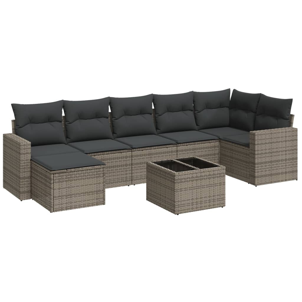 8-delige Loungeset met kussens poly rattan grijs is nu te koop bij PeponiXL, paradijselijk wonen!