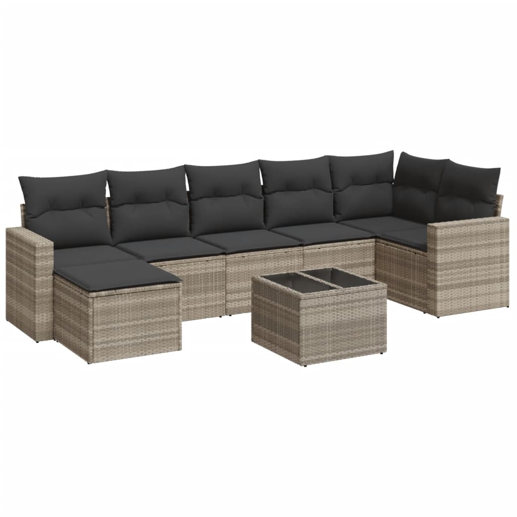 8-delige Loungeset met kussens poly rattan lichtgrijs is nu te koop bij PeponiXL, paradijselijk wonen!