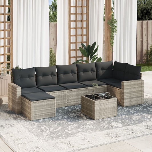 8-delige Loungeset met kussens poly rattan lichtgrijs is nu te koop bij PeponiXL, paradijselijk wonen!
