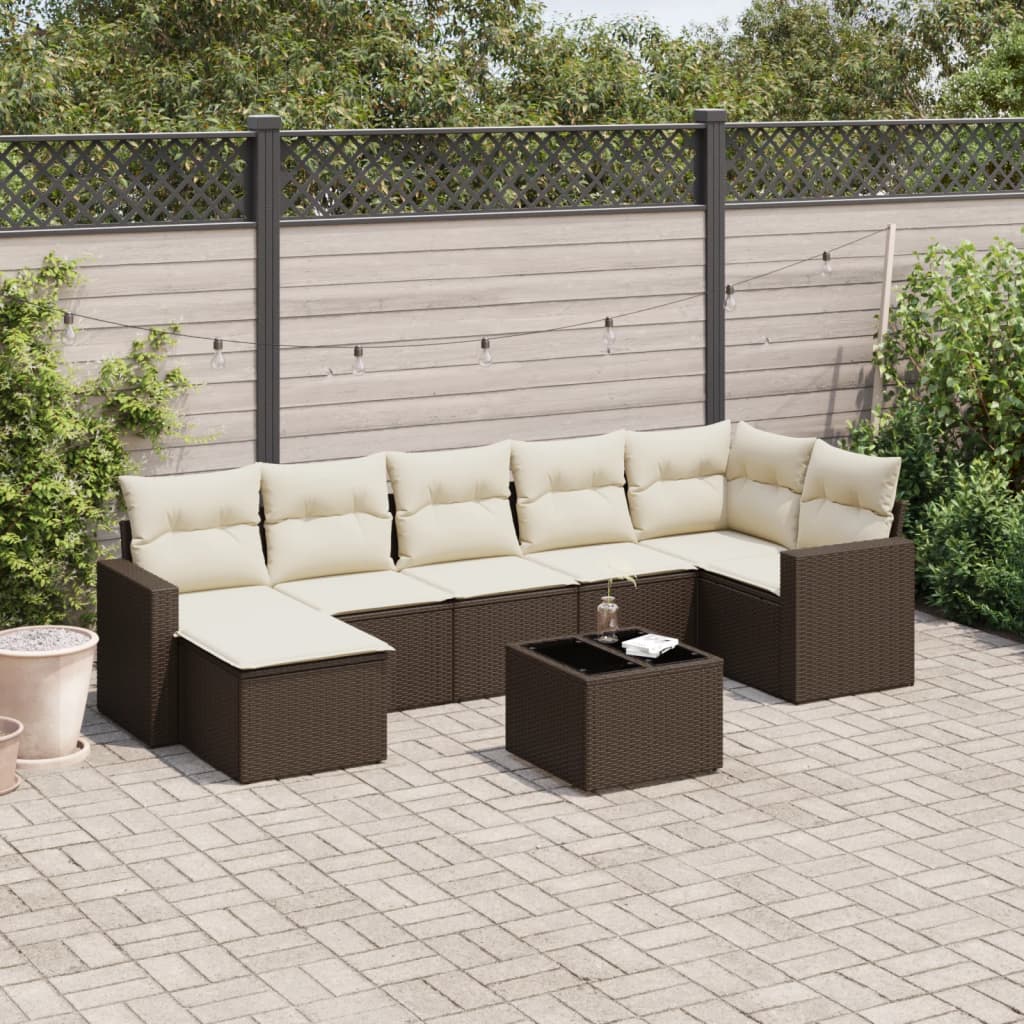 8-delige Loungeset met kussens poly rattan bruin is nu te koop bij PeponiXL, paradijselijk wonen!