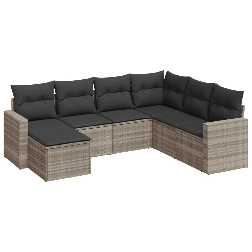7-delige Loungeset met kussens poly rattan lichtgrijs is nu te koop bij PeponiXL, paradijselijk wonen!