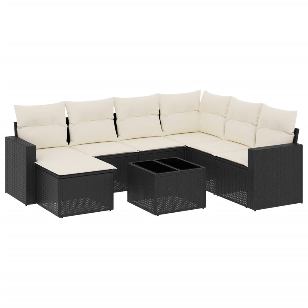 8-delige Loungeset met kussens poly rattan zwart is nu te koop bij PeponiXL, paradijselijk wonen!