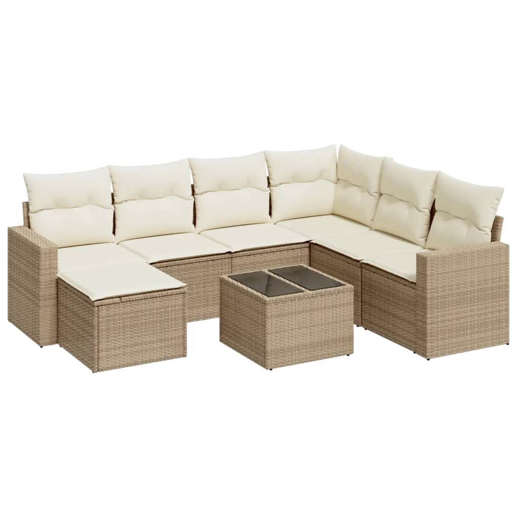 8-delige Loungeset met kussens poly rattan beige is nu te koop bij PeponiXL, paradijselijk wonen!