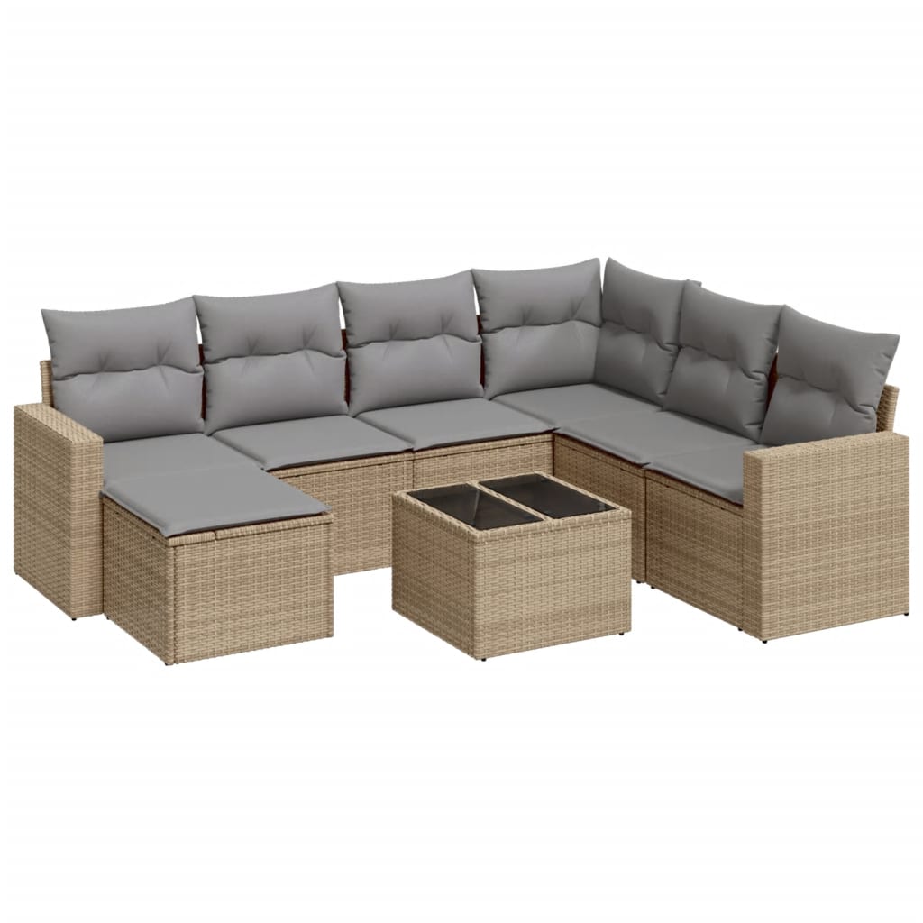 8-delige Loungeset met kussens poly rattan beige is nu te koop bij PeponiXL, paradijselijk wonen!