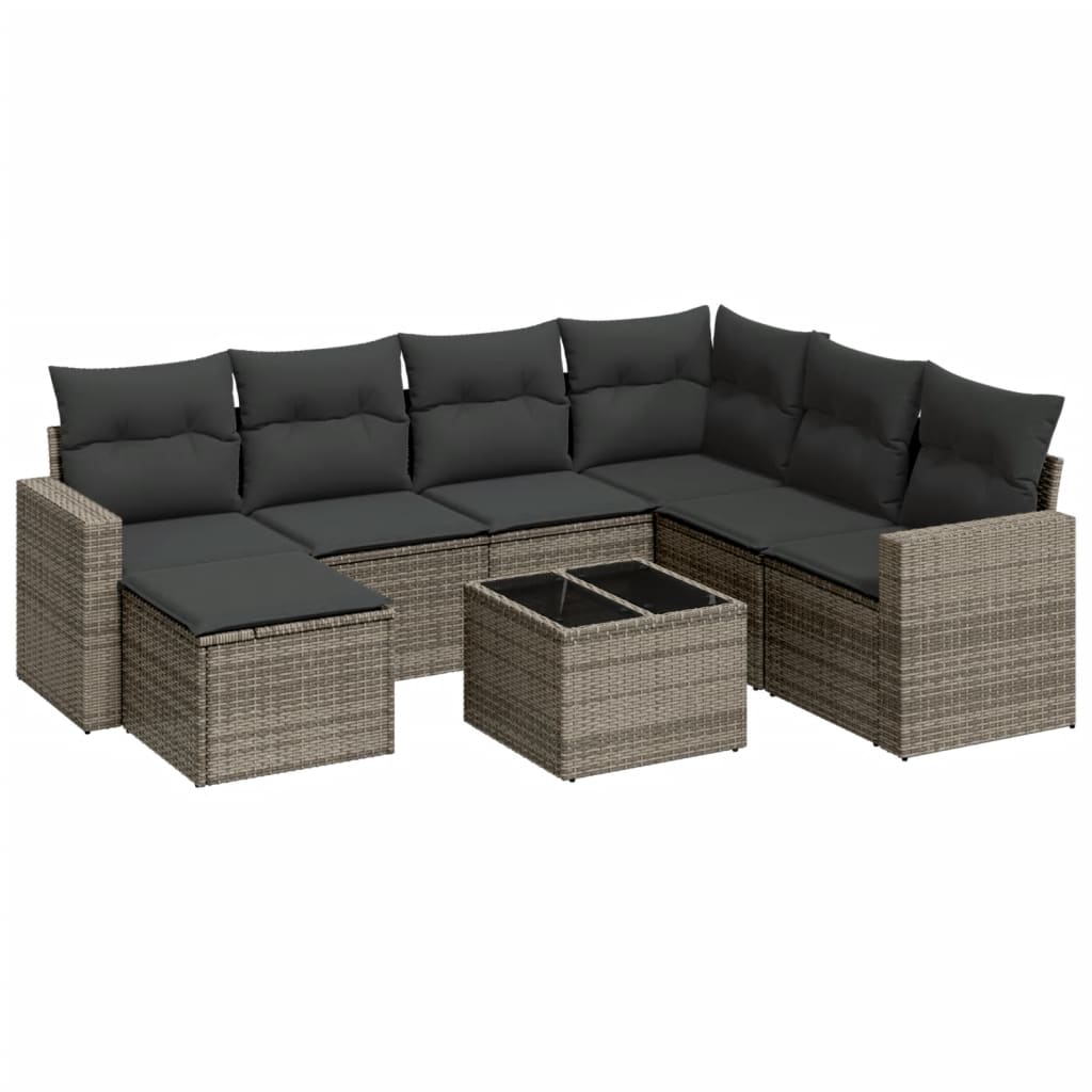 8-delige Loungeset met kussens poly rattan grijs is nu te koop bij PeponiXL, paradijselijk wonen!