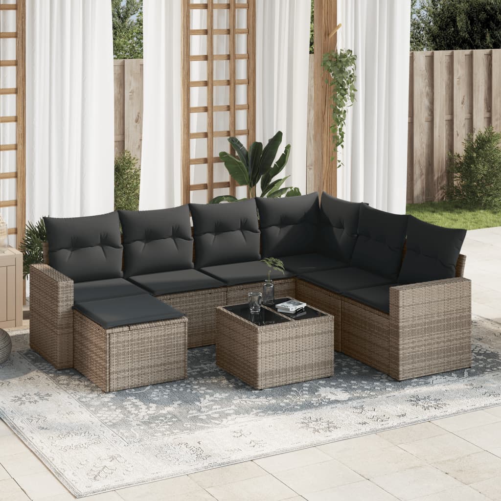 8-delige Loungeset met kussens poly rattan grijs is nu te koop bij PeponiXL, paradijselijk wonen!