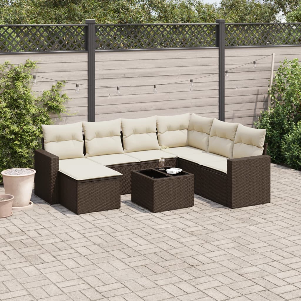 8-delige Loungeset met kussens poly rattan bruin is nu te koop bij PeponiXL, paradijselijk wonen!