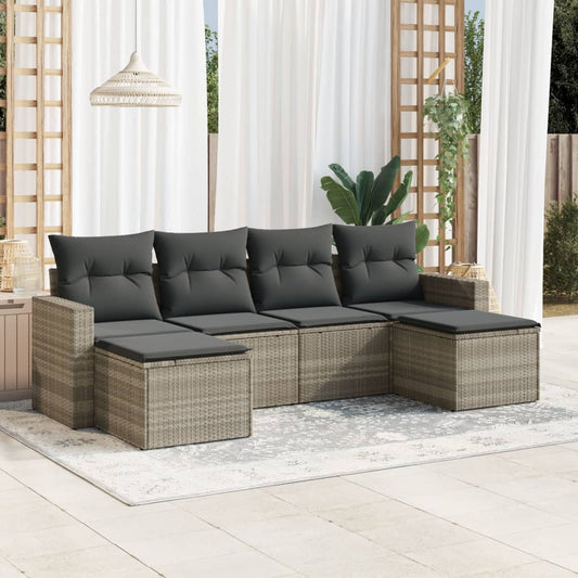6-delige Loungeset met kussens poly rattan lichtgrijs is nu te koop bij PeponiXL, paradijselijk wonen!