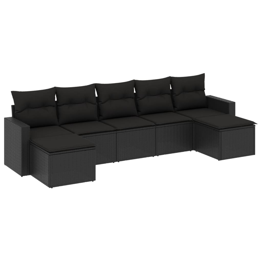 7-delige Loungeset met kussens poly rattan zwart is nu te koop bij PeponiXL, paradijselijk wonen!