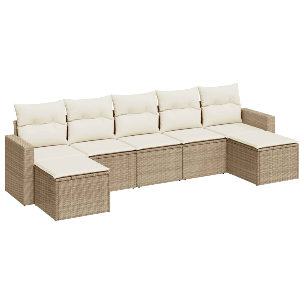 7-delige Loungeset met kussens poly rattan beige is nu te koop bij PeponiXL, paradijselijk wonen!