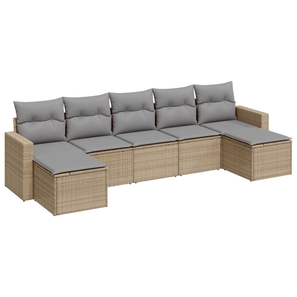 7-delige Loungeset met kussens poly rattan beige is nu te koop bij PeponiXL, paradijselijk wonen!