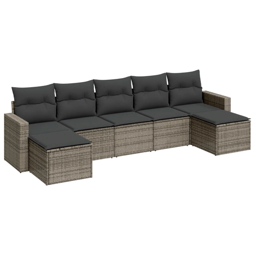 7-delige Loungeset met kussens poly rattan grijs is nu te koop bij PeponiXL, paradijselijk wonen!