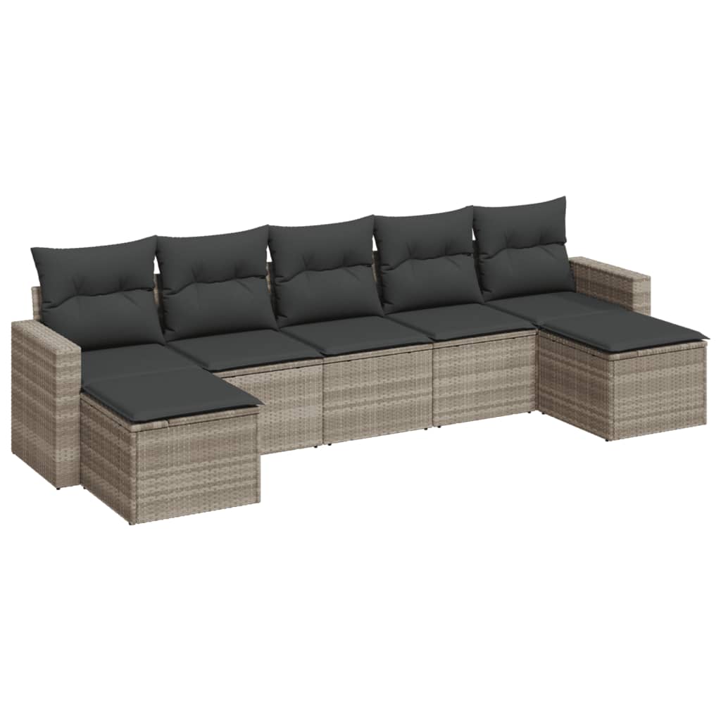 7-delige Loungeset met kussens poly rattan lichtgrijs is nu te koop bij PeponiXL, paradijselijk wonen!