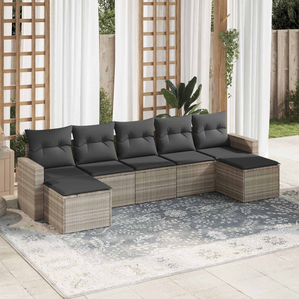7-delige Loungeset met kussens poly rattan lichtgrijs is nu te koop bij PeponiXL, paradijselijk wonen!