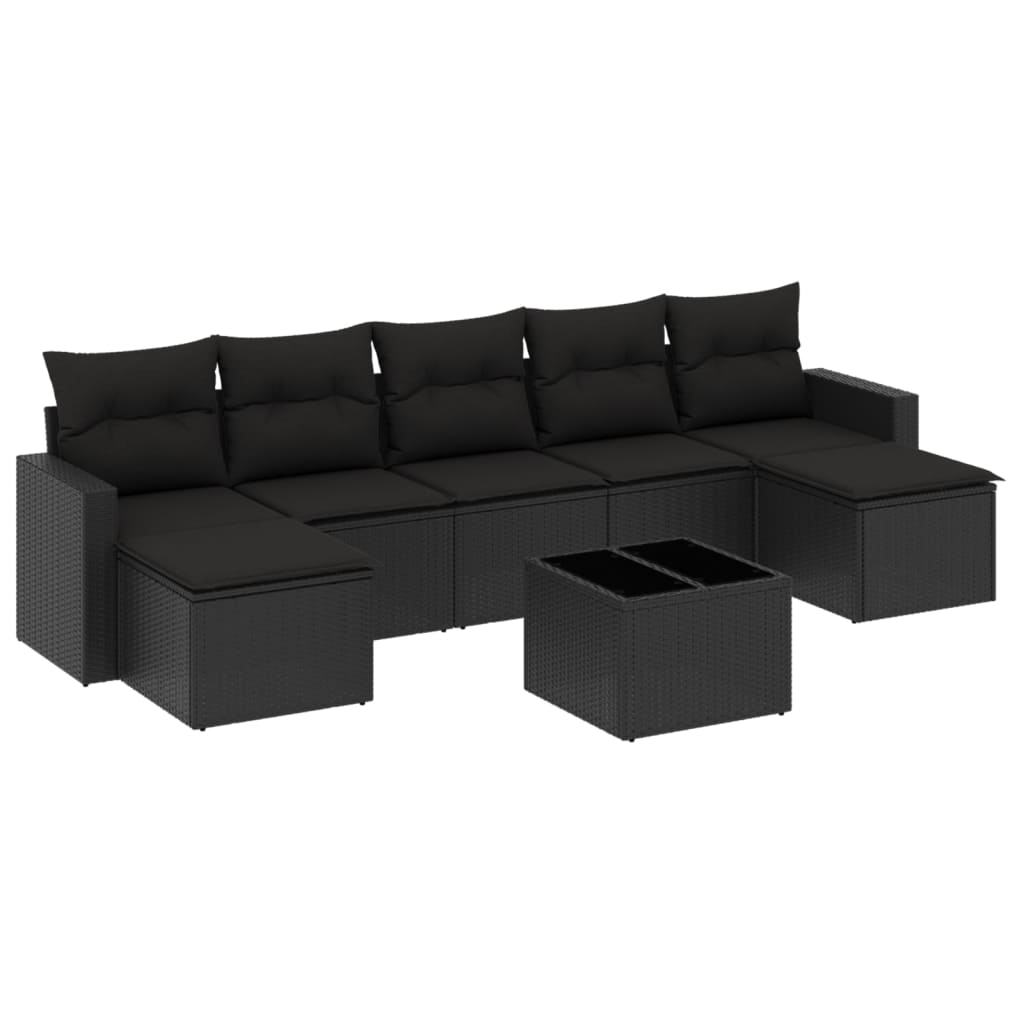 8-delige Loungeset met kussens poly rattan zwart is nu te koop bij PeponiXL, paradijselijk wonen!