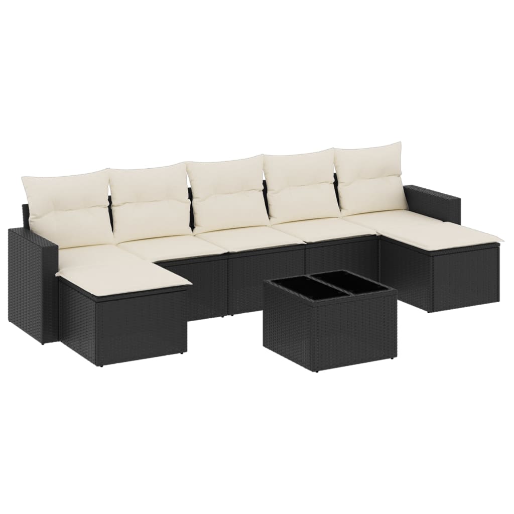 8-delige Loungeset met kussens poly rattan zwart is nu te koop bij PeponiXL, paradijselijk wonen!