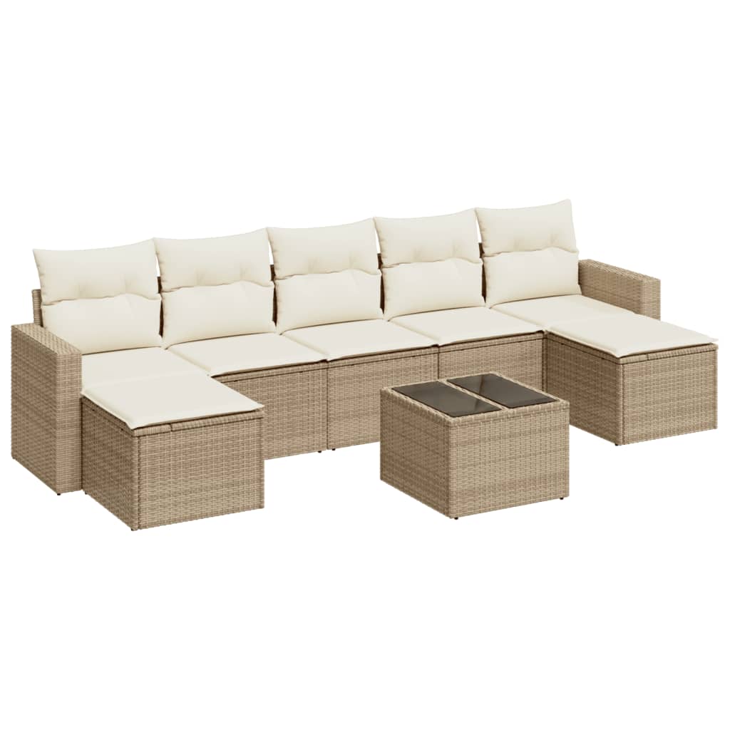 8-delige Loungeset met kussens poly rattan beige is nu te koop bij PeponiXL, paradijselijk wonen!