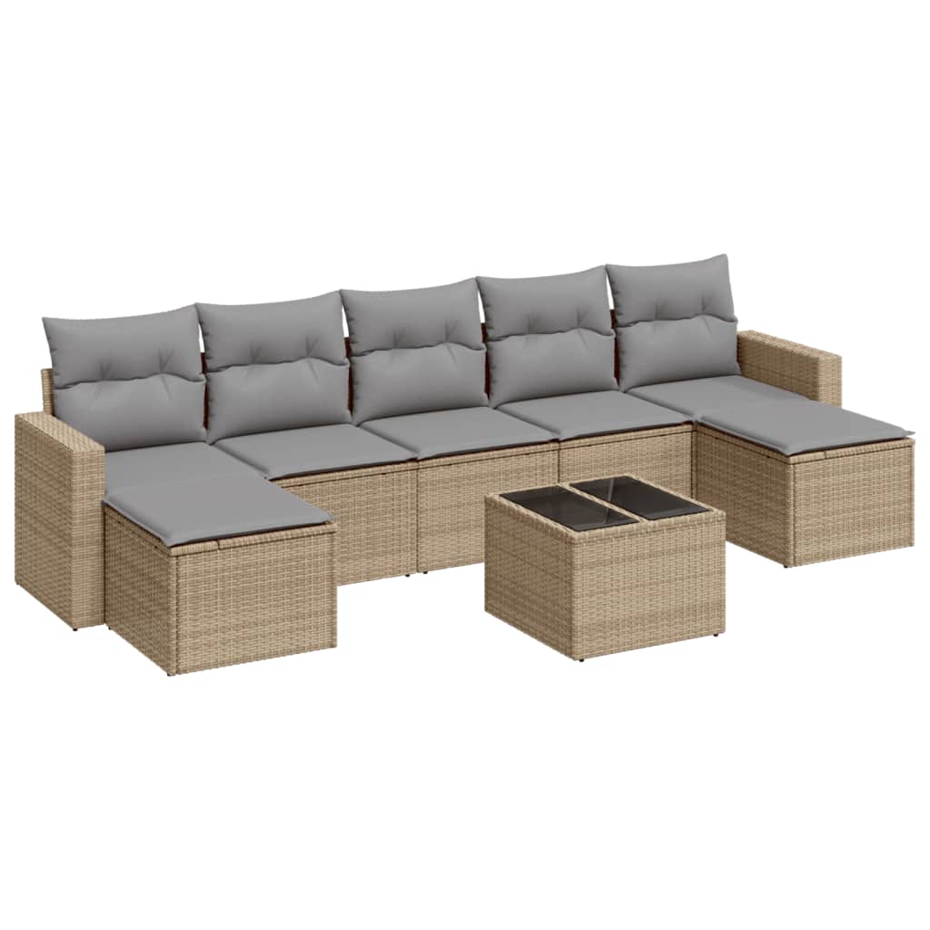 8-delige Loungeset met kussens poly rattan beige is nu te koop bij PeponiXL, paradijselijk wonen!