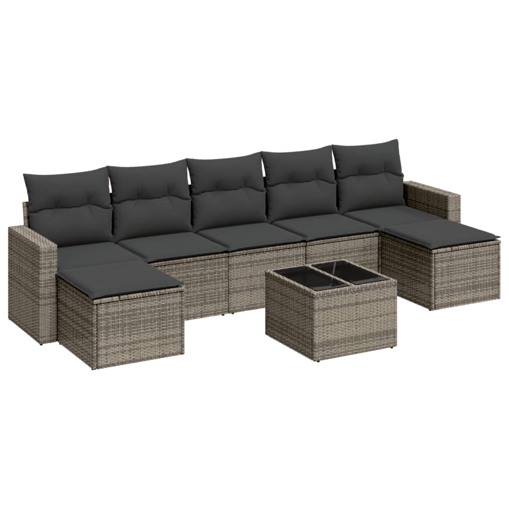 8-delige Loungeset met kussens poly rattan grijs is nu te koop bij PeponiXL, paradijselijk wonen!