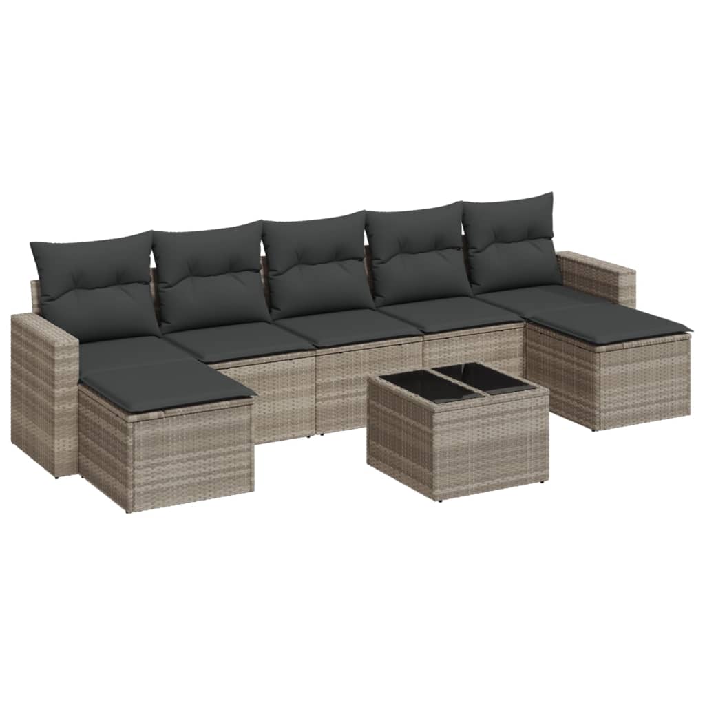 8-delige Loungeset met kussens poly rattan lichtgrijs is nu te koop bij PeponiXL, paradijselijk wonen!