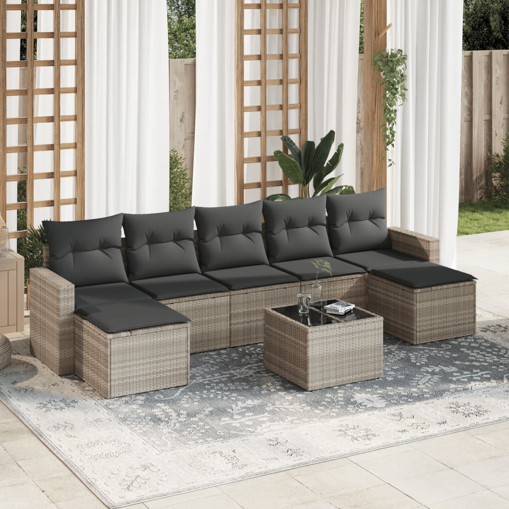8-delige Loungeset met kussens poly rattan lichtgrijs is nu te koop bij PeponiXL, paradijselijk wonen!