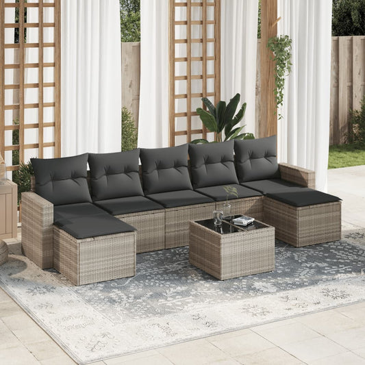 8-delige Loungeset met kussens poly rattan lichtgrijs is nu te koop bij PeponiXL, paradijselijk wonen!