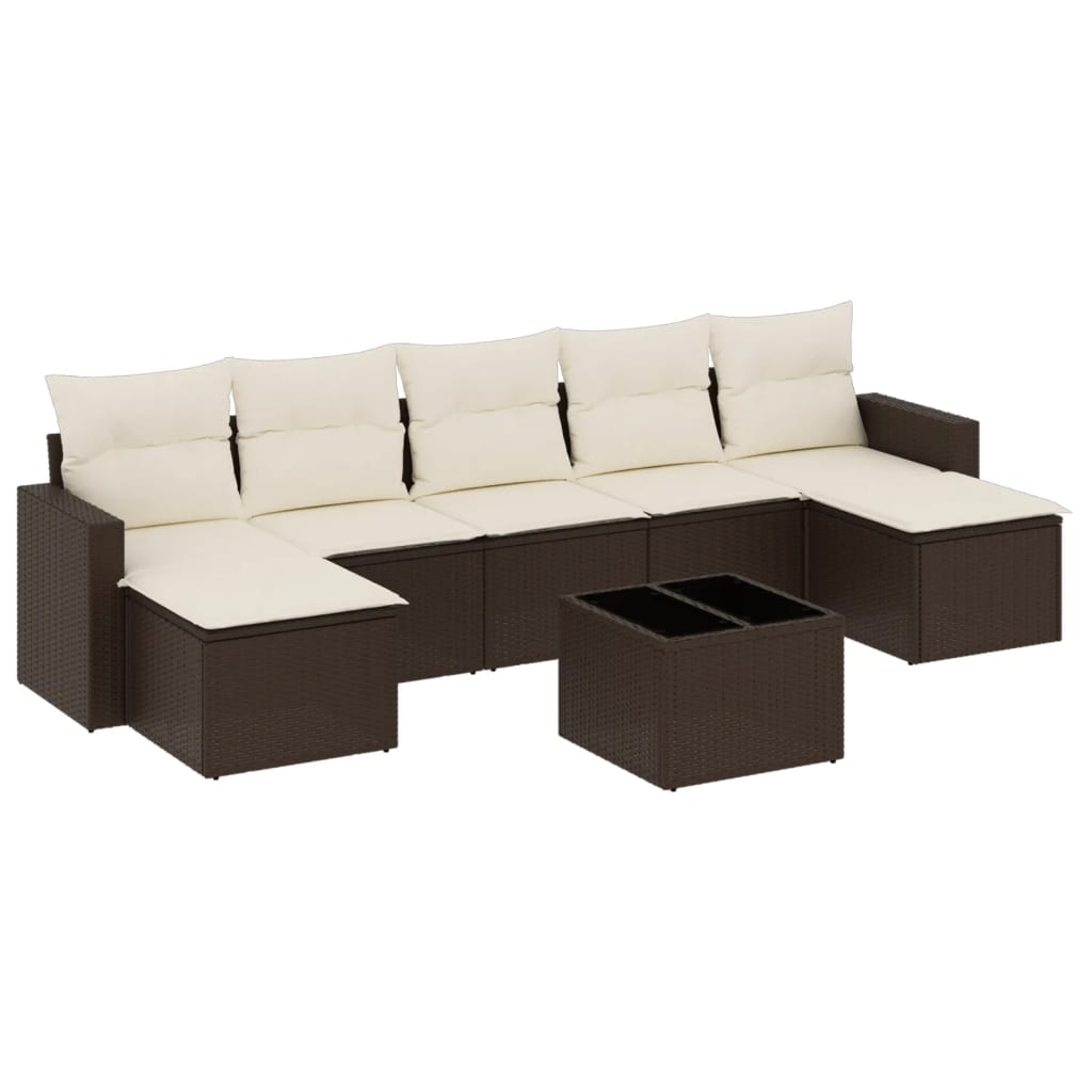 8-delige Loungeset met kussens poly rattan bruin is nu te koop bij PeponiXL, paradijselijk wonen!