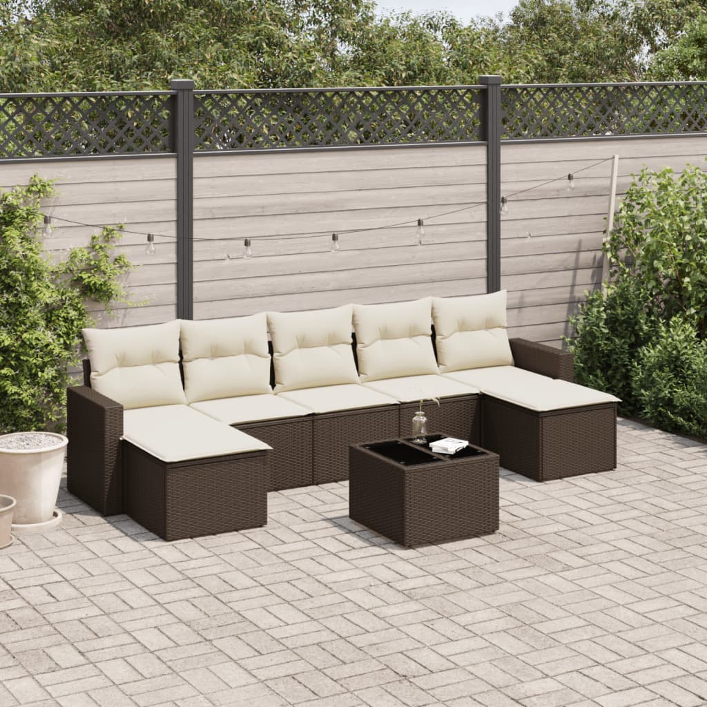 8-delige Loungeset met kussens poly rattan bruin is nu te koop bij PeponiXL, paradijselijk wonen!