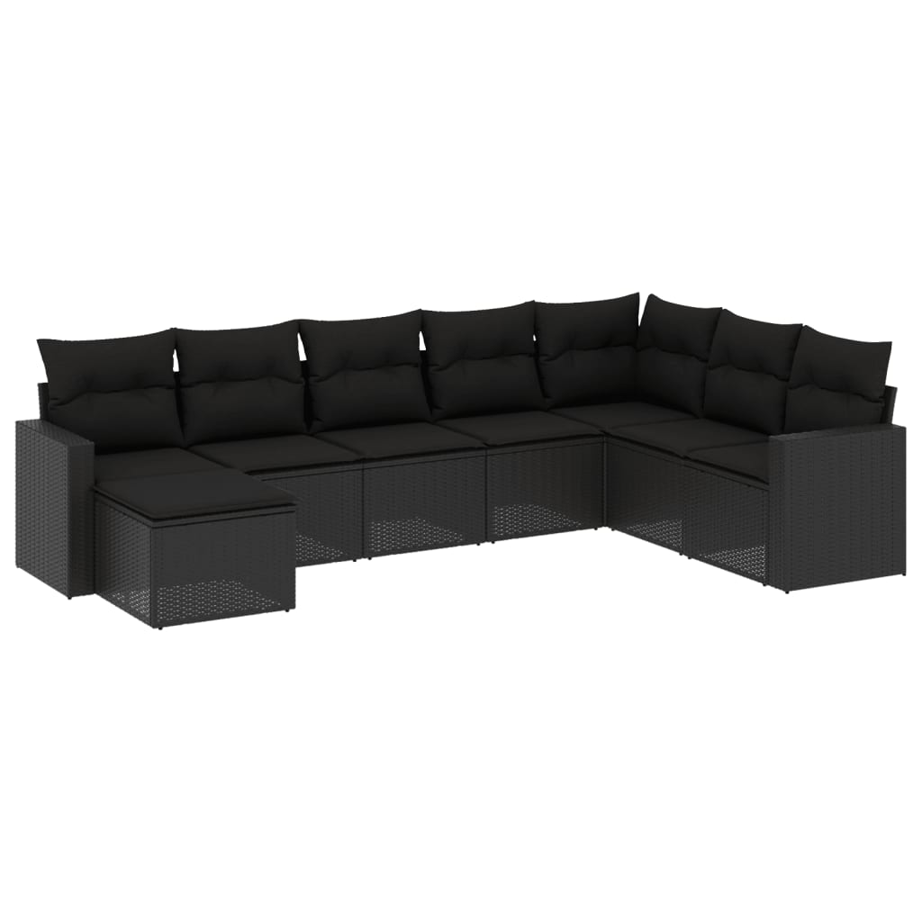 8-delige Loungeset met kussens poly rattan zwart is nu te koop bij PeponiXL, paradijselijk wonen!
