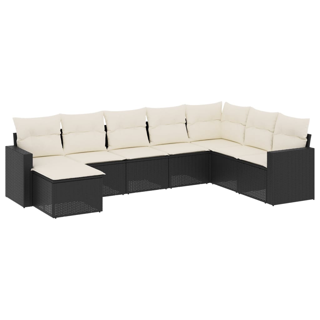 8-delige Loungeset met kussens poly rattan zwart is nu te koop bij PeponiXL, paradijselijk wonen!