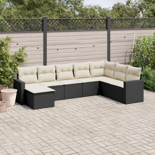 8-delige Loungeset met kussens poly rattan zwart is nu te koop bij PeponiXL, paradijselijk wonen!