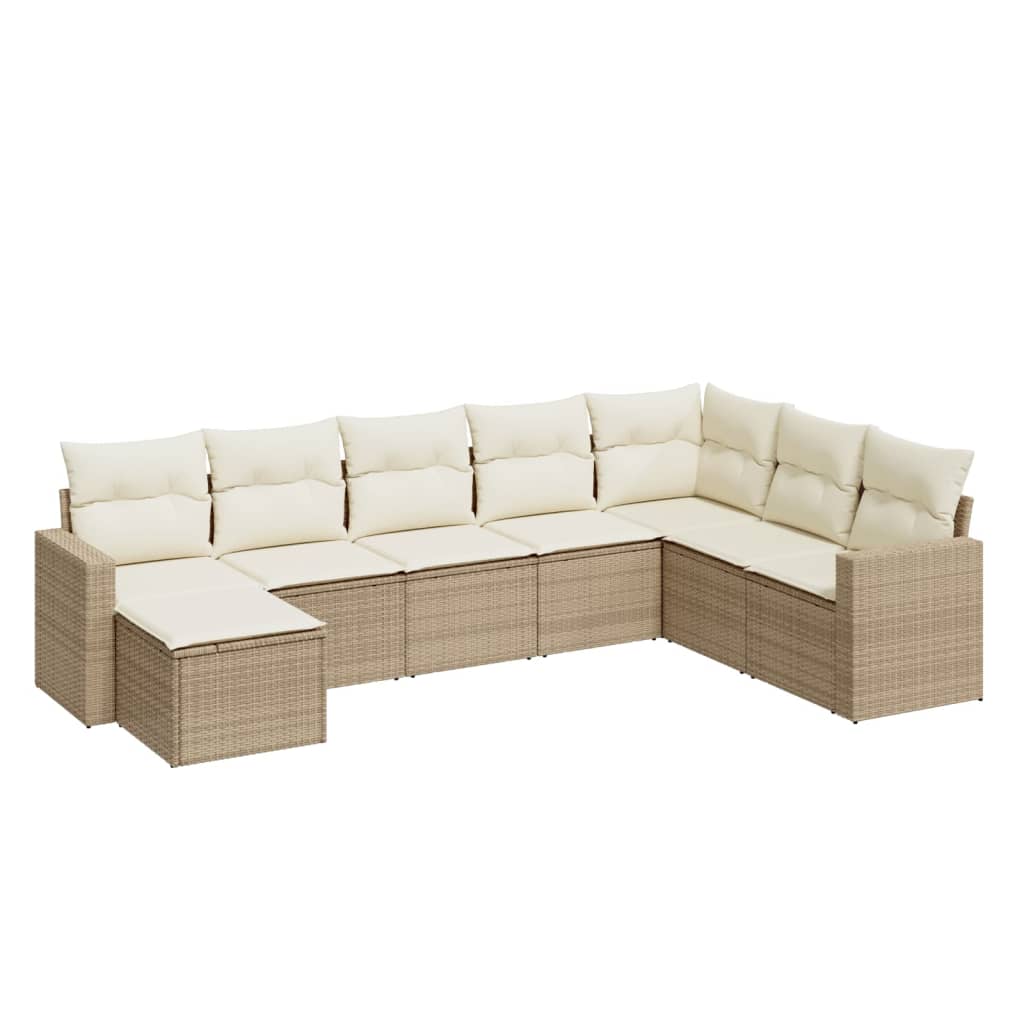 8-delige Loungeset met kussens poly rattan beige is nu te koop bij PeponiXL, paradijselijk wonen!