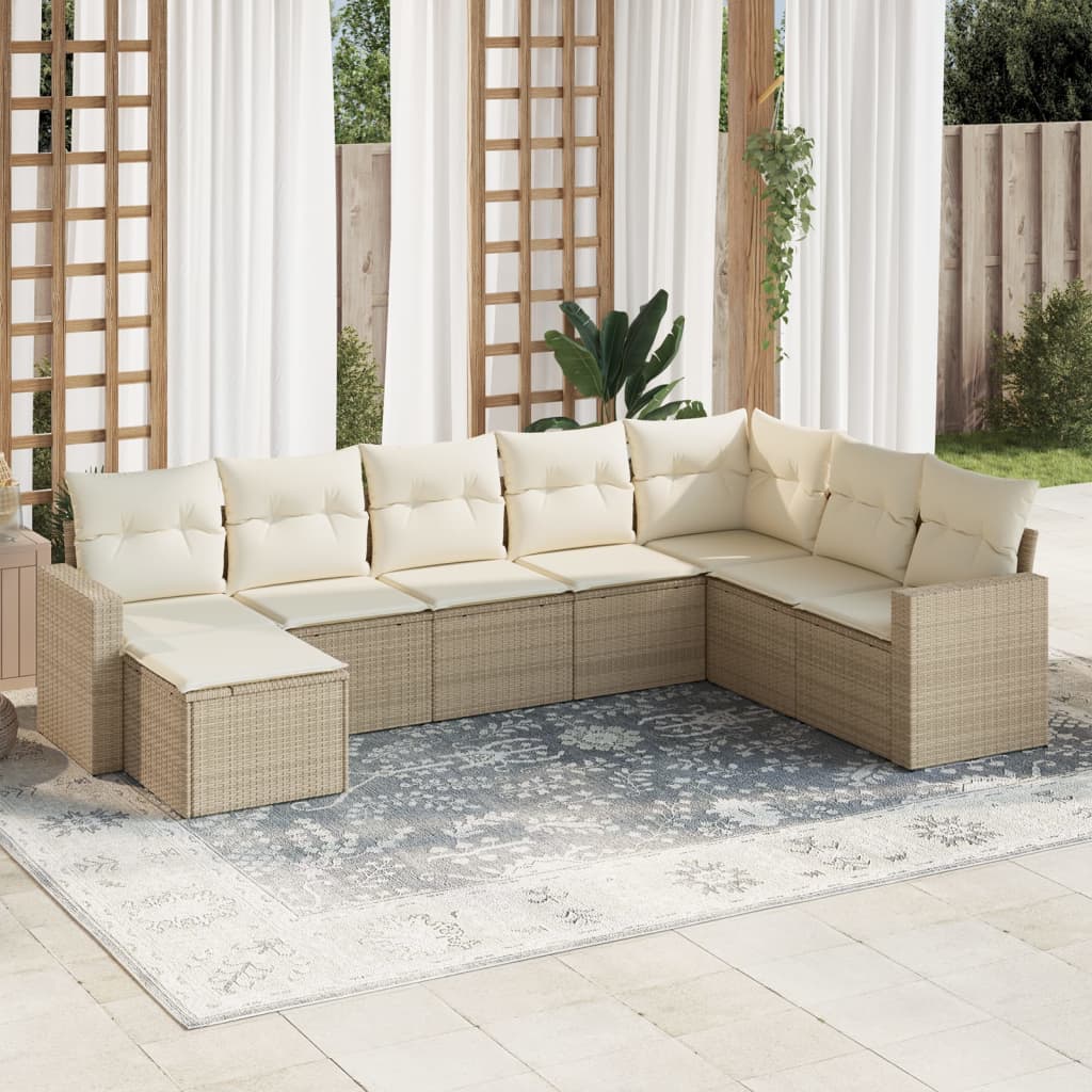 8-delige Loungeset met kussens poly rattan beige is nu te koop bij PeponiXL, paradijselijk wonen!