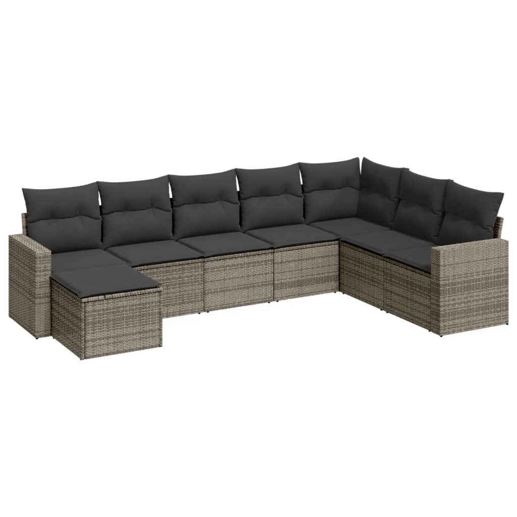 8-delige Loungeset met kussens poly rattan grijs is nu te koop bij PeponiXL, paradijselijk wonen!