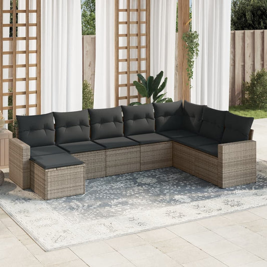 8-delige Loungeset met kussens poly rattan grijs is nu te koop bij PeponiXL, paradijselijk wonen!