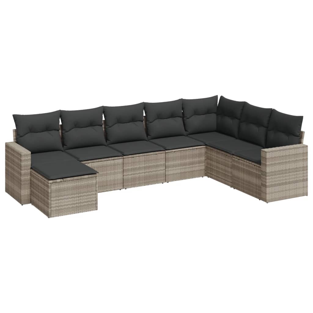 8-delige Loungeset met kussens poly rattan lichtgrijs is nu te koop bij PeponiXL, paradijselijk wonen!