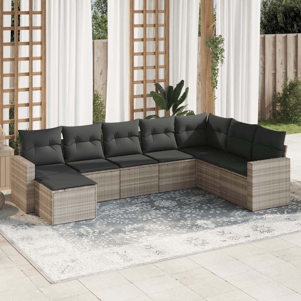 8-delige Loungeset met kussens poly rattan lichtgrijs is nu te koop bij PeponiXL, paradijselijk wonen!