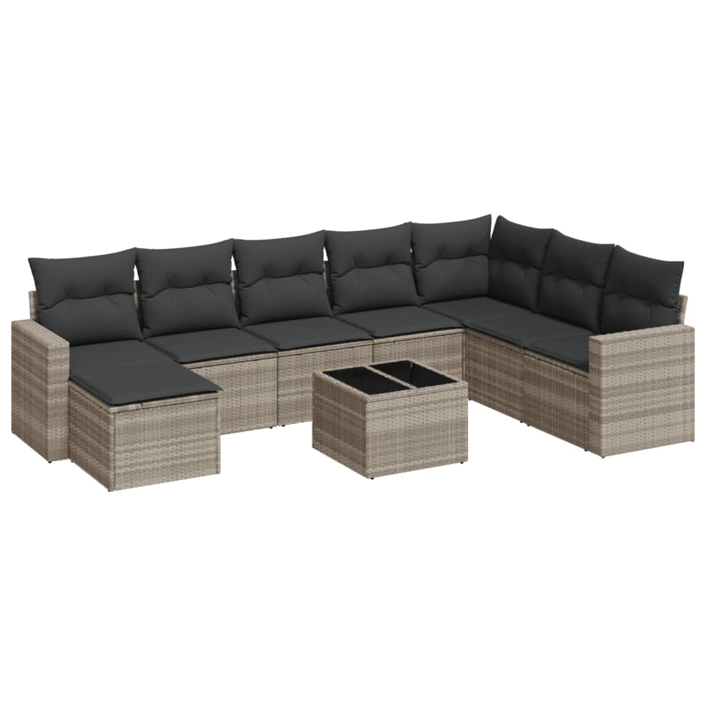 9-delige Loungeset met kussens poly rattan lichtgrijs is nu te koop bij PeponiXL, paradijselijk wonen!