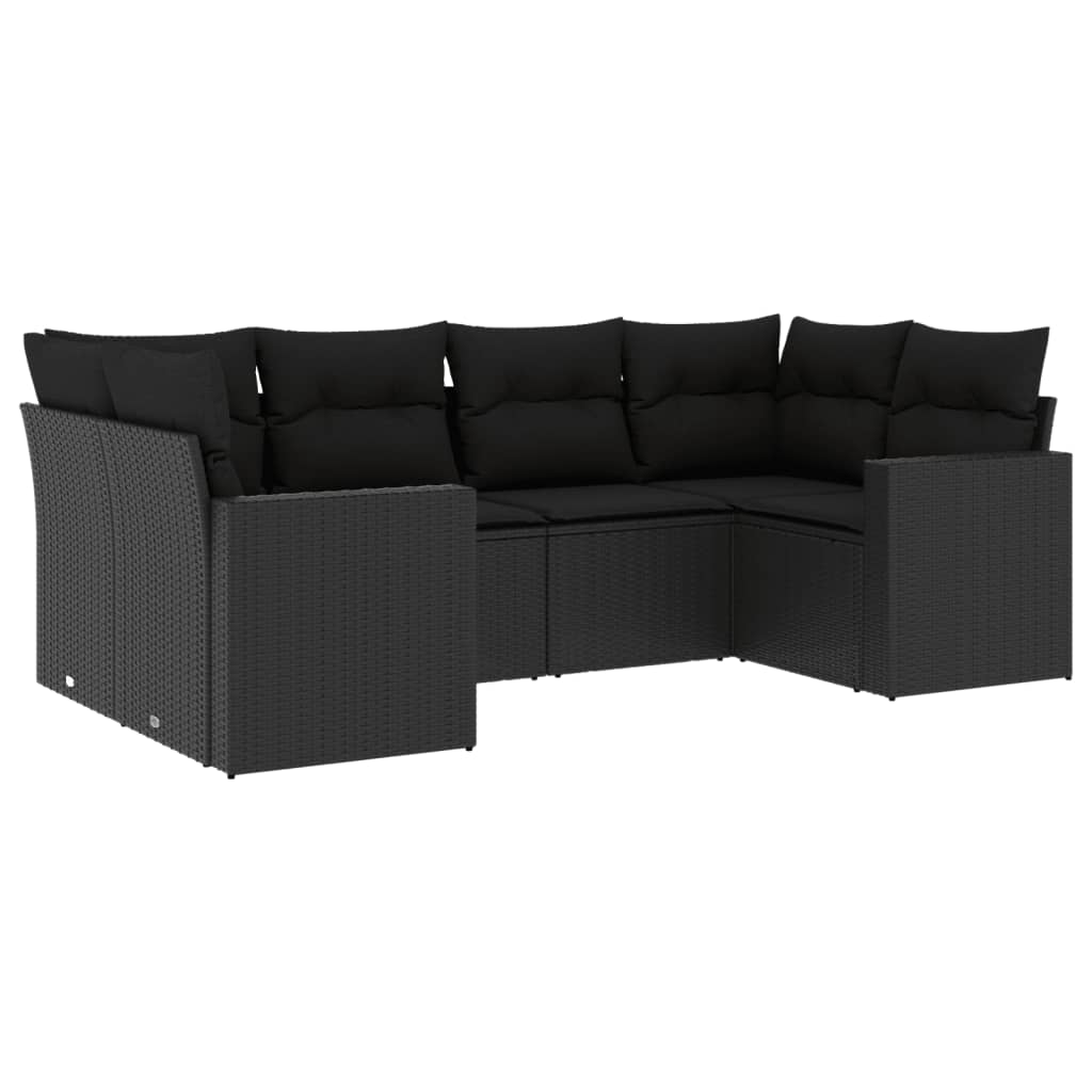6-delige Loungeset met kussens poly rattan zwart is nu te koop bij PeponiXL, paradijselijk wonen!