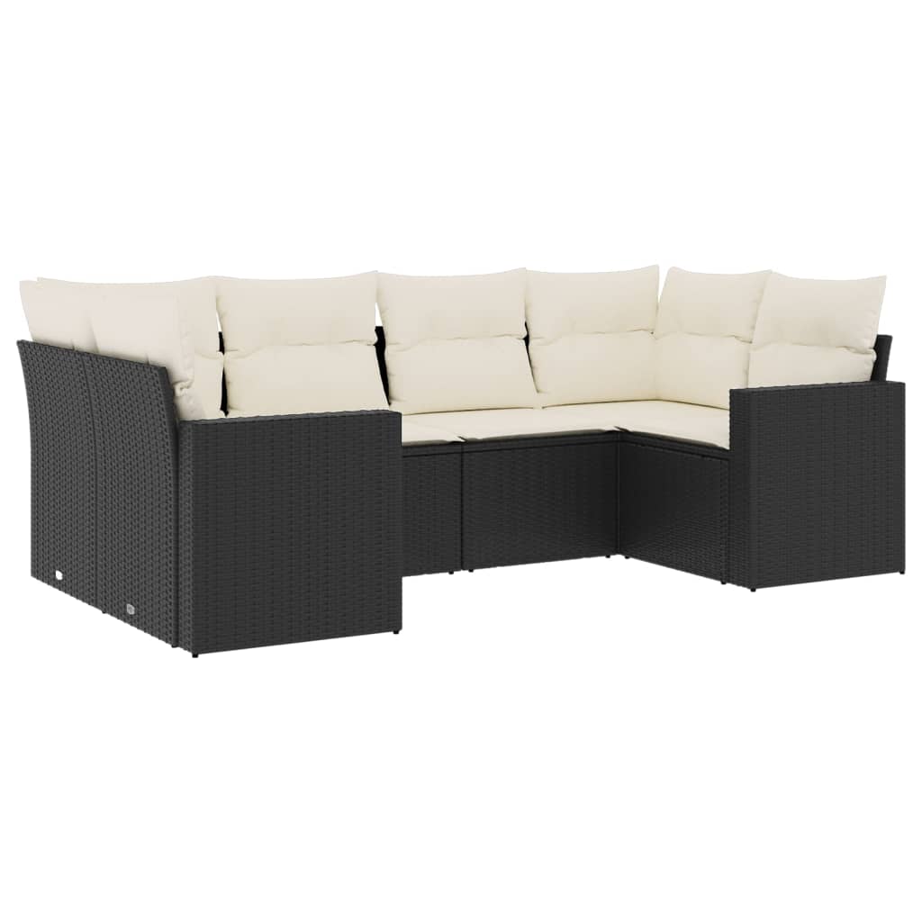 6-delige Loungeset met kussens poly rattan zwart is nu te koop bij PeponiXL, paradijselijk wonen!