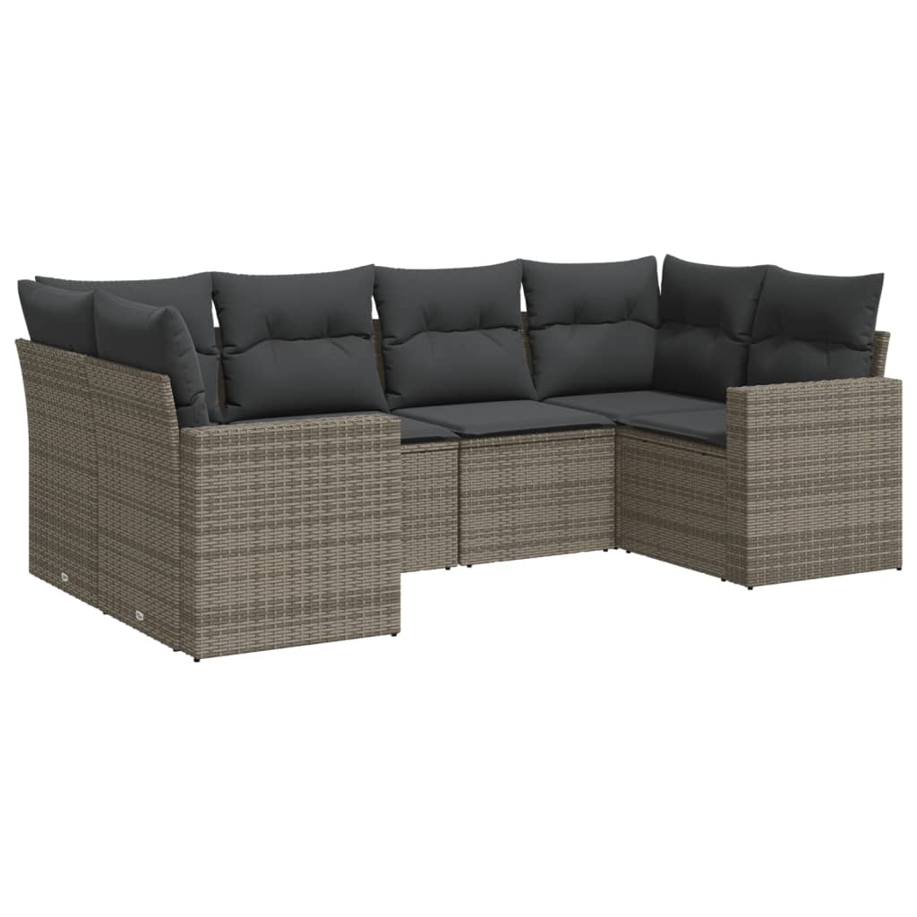 6-delige Loungeset met kussens poly rattan grijs is nu te koop bij PeponiXL, paradijselijk wonen!